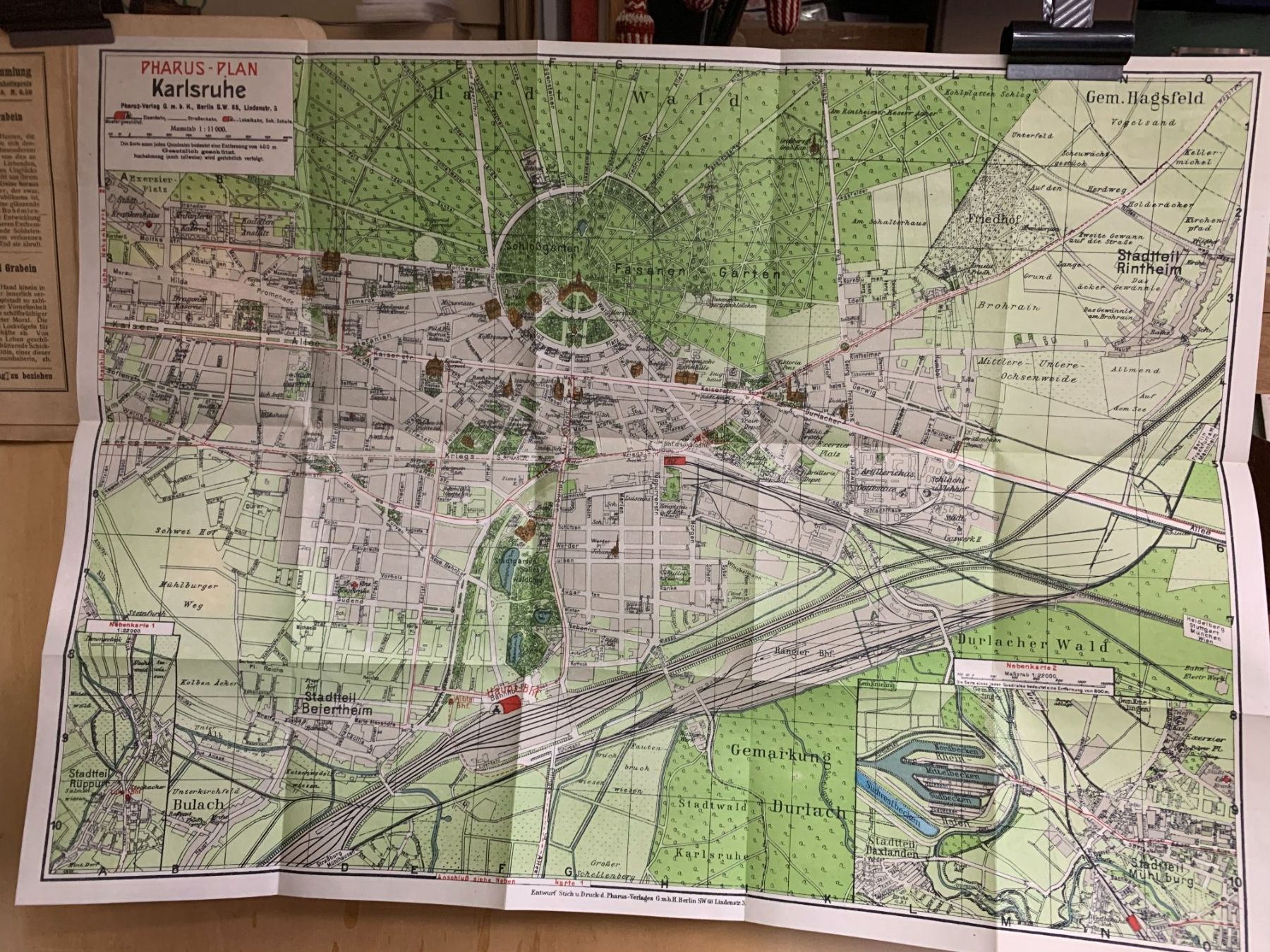 Ansichtskarten: Germania - Karlsruhe - Pharus-Plan. – Gebraucht aus Sorengo von 74in 1