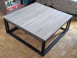 Kaffeetisch Set Holzoptik Metallgestell schwarz
