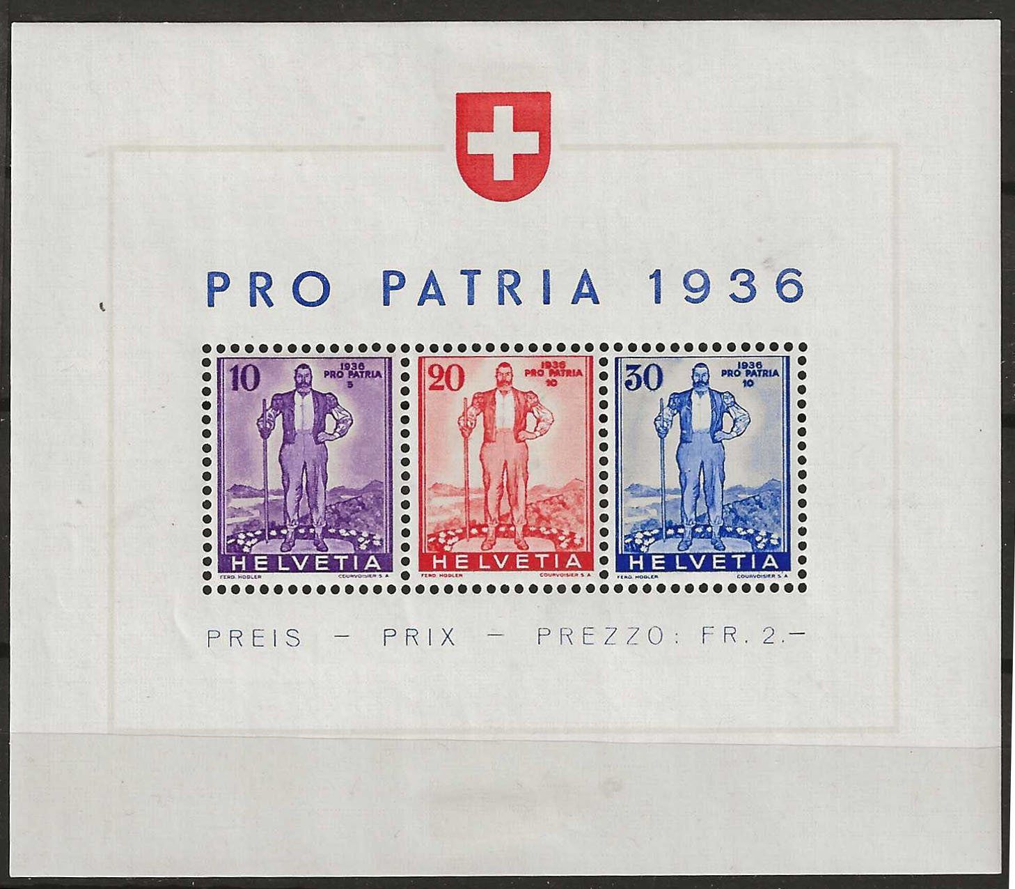Tutti i francobolli: CHW08 - Bloc Pro Patria 1936 ** – Usato da Trélex venduto da Phil_Albert