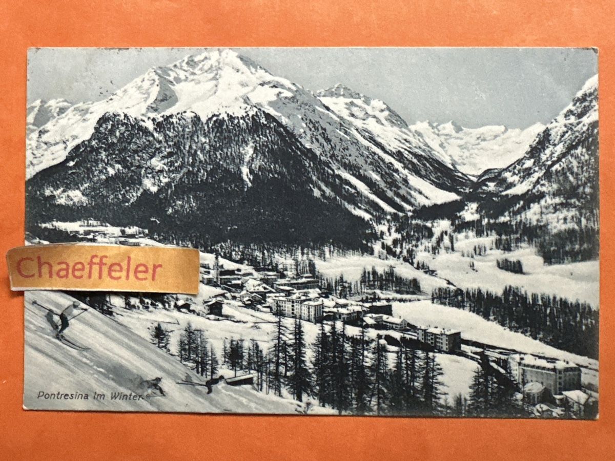 Cartoline postali: 1909 Pontresina Winter Engadin – Usato da Zürich venduto da Chaeffeler