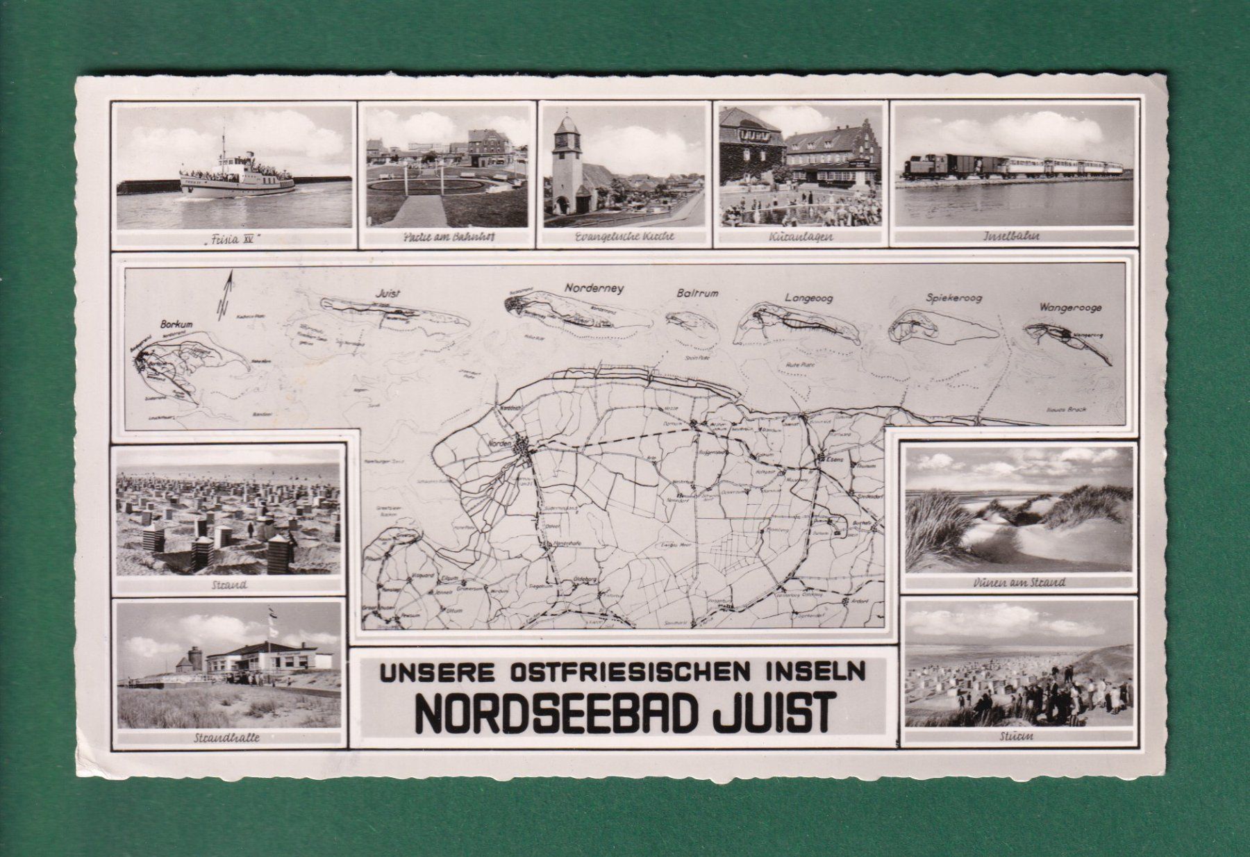 Cartoline postali: NORDSEEBAD JUIST - 1958 – Usato da Pully venduto da nicecards-shop