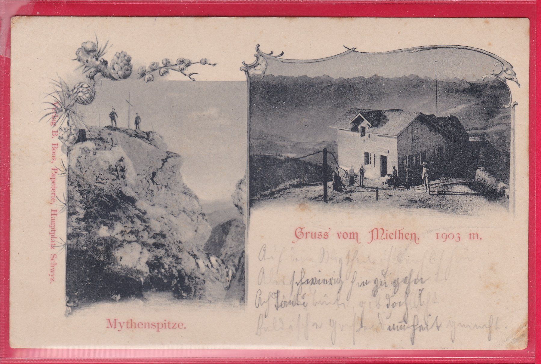 Cartoline postali: GRUSS VOM MIETHEN, MYTHENSPITZE, 2.8.1900 – Usato da Oberrieden venduto da Gebirgsstelze