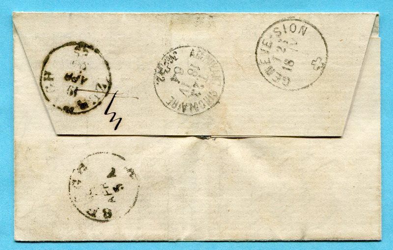 Tutti i francobolli: Faltbrief von Morges nach Rietheim 1864 – Usato da Opfikon venduto da Prophila 2