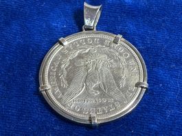 Münzanhänger Morgan Dollar 1921 Silber gefasst gebraucht