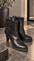 Damen Stiefeletten schwarz Leder mit Absatz sehr guter Zusta
