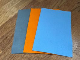 3x Filz Visco-Wollfilz  (20×30 cm: blau, orange, grau)