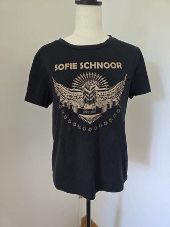Sofie Schnoor T-Shirt Adler Print Gr. S – Dunkelgrau Gold 