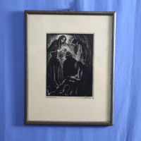 Arnold Gfeller 1902-1978,  Holzschnitt "Anbetung" signiert