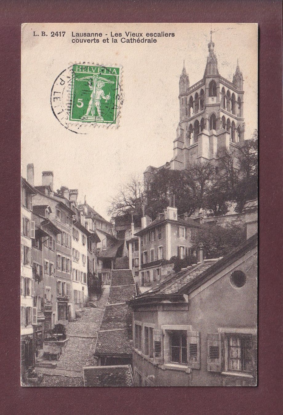 Cartoline postali: LAUSANNE - Escaliers du Marché - 1912 – Usato da Pully venduto da nicecards