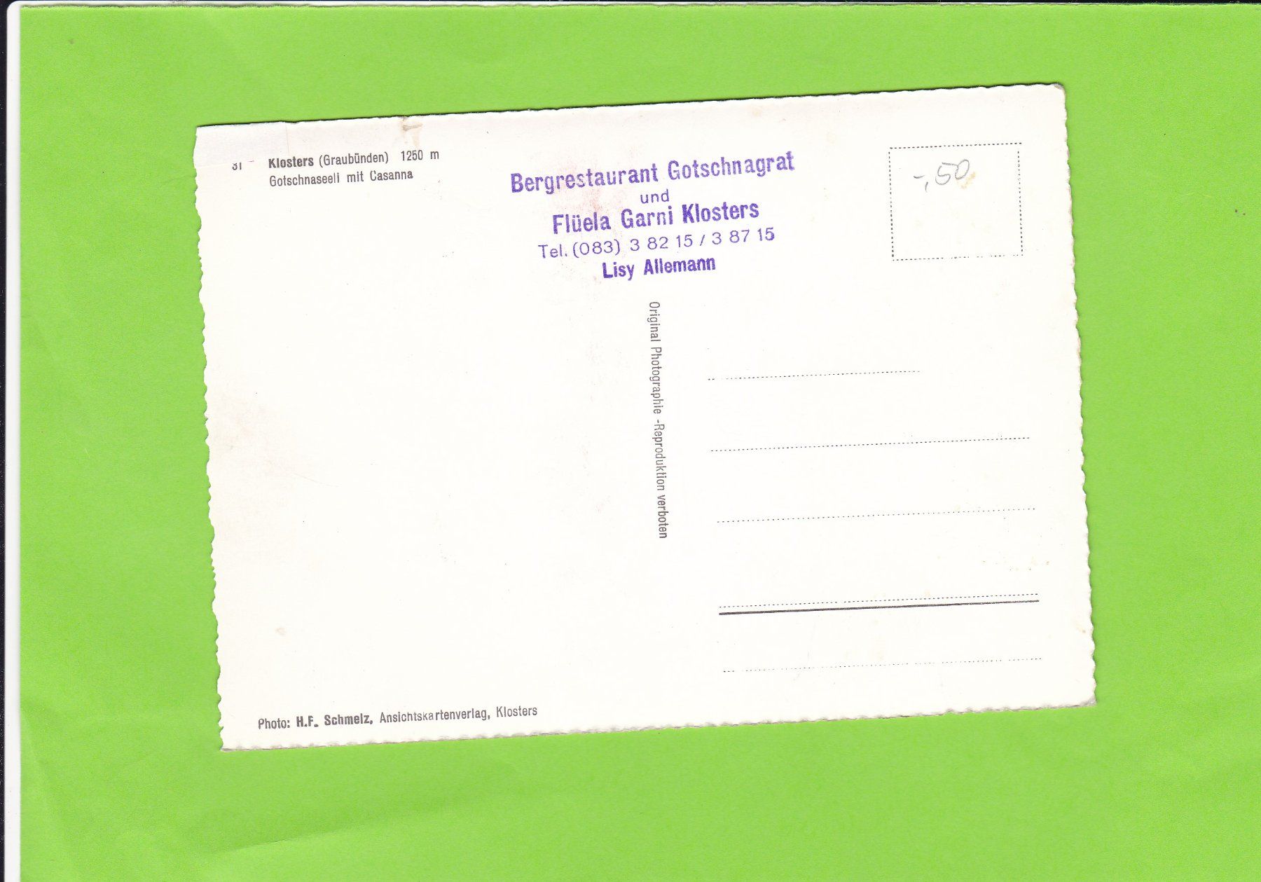 Cartoline postali: Klosters-Gotschnaseeli – Usato da St. Peterzell venduto da neckertal 1