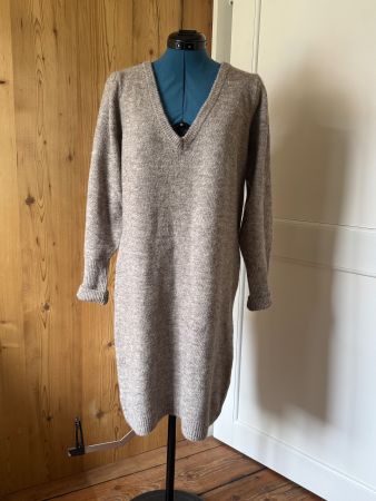 Robe pull marron clair chiné taille M