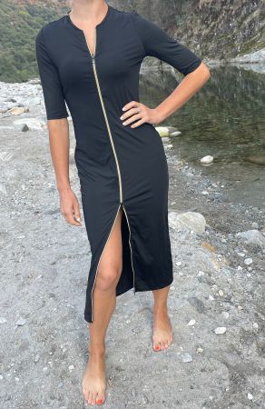 Chic abito da sera lungo con Zip-tg M/L-nuovo