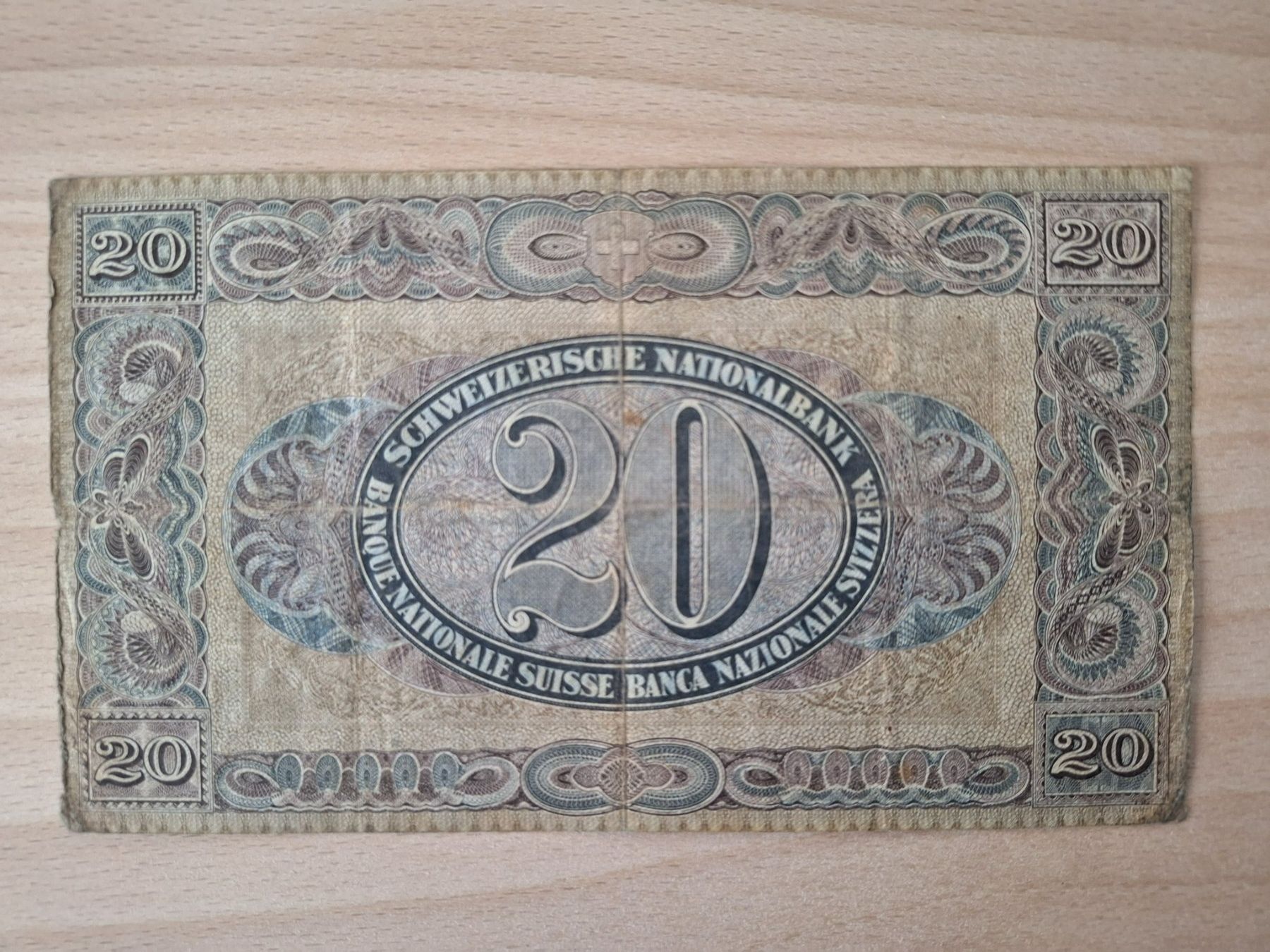 Banknoten: Schweizer Banknote 20 Franken, JG 1927 – Gebraucht aus Lohn-Ammannsegg von Beo71 1