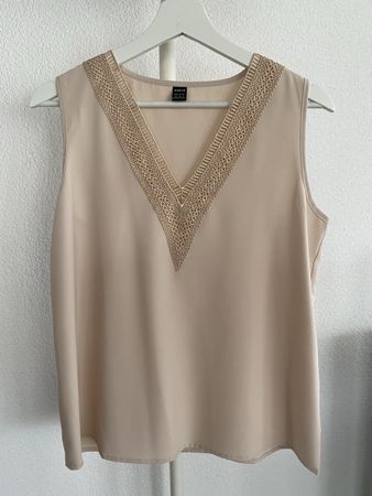 Ärmellose Bluse beige