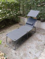 Gartenliege grau klappbar mit Sonnendach gebraucht