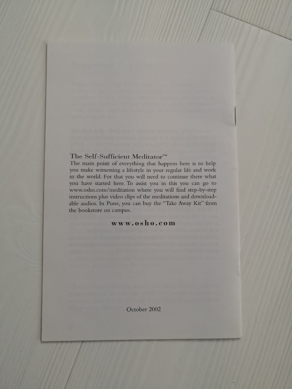 Livres: 🤩OSHO MEDITATIONS HEFT NEU – Neuf (Voir description) à Olten par Naja-Twins-Twins 1