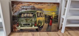 3D Metallbild bunt Sonnenuntergang