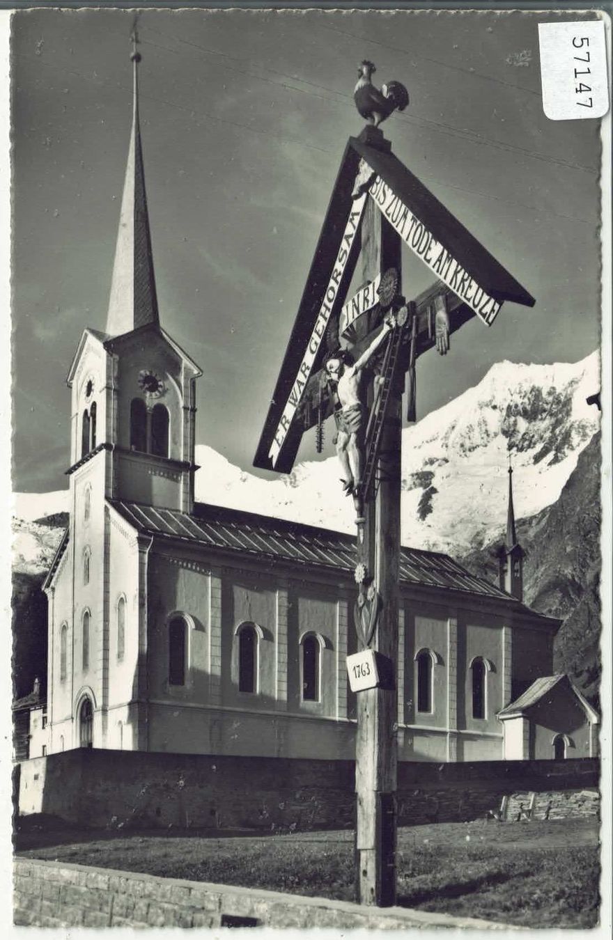 Cartes postales: Saas-Fee - Die Kirche – D'occasion à Ettingen par Kartenplanet