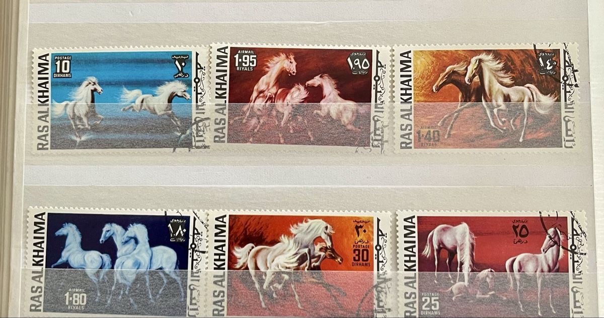 Alle Briefmarken: Briefmarken Ras Al Khaima 6er Set Pferde 1.40-30 Dirhams – Neu (gemäss Beschreibung) aus Bern von TamSham