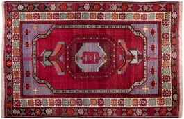Handgeknüpfter Orientteppich, roter Vintage Teppich, Top!