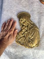  Madonnenrelief mit Kind - Messing 