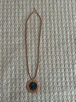 Collana lunga color rame con pietra turchese
