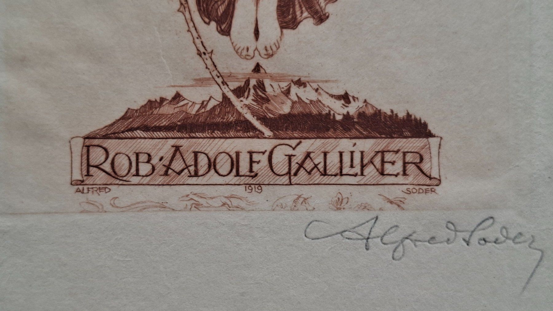 Dipinti: Jugendstil Radierung Akt 1919 Ex Libris A. Soder signiert – Usato da Opfikon venduto da Diversamente 2