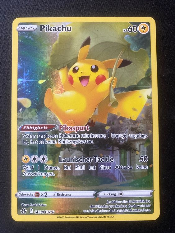 Pikachu Full Art #GG30/GG70 – Crown Zenith Galarian Gallery – Pokemon Card 2023 – Secret Rare Holo