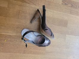 Braune Leder Peeptoes Pumps, Gr. 38 Bernies