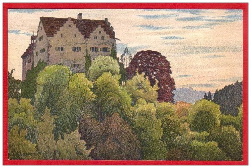 Ansichtskarten: SCHLOSS SALENSTEIN BEI ERMATINGEN LITHO VON SCHLATTER – Gebraucht aus Grüningen von Kartenlaube