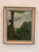 Tableau huile sur toile paysage montagne par Progin