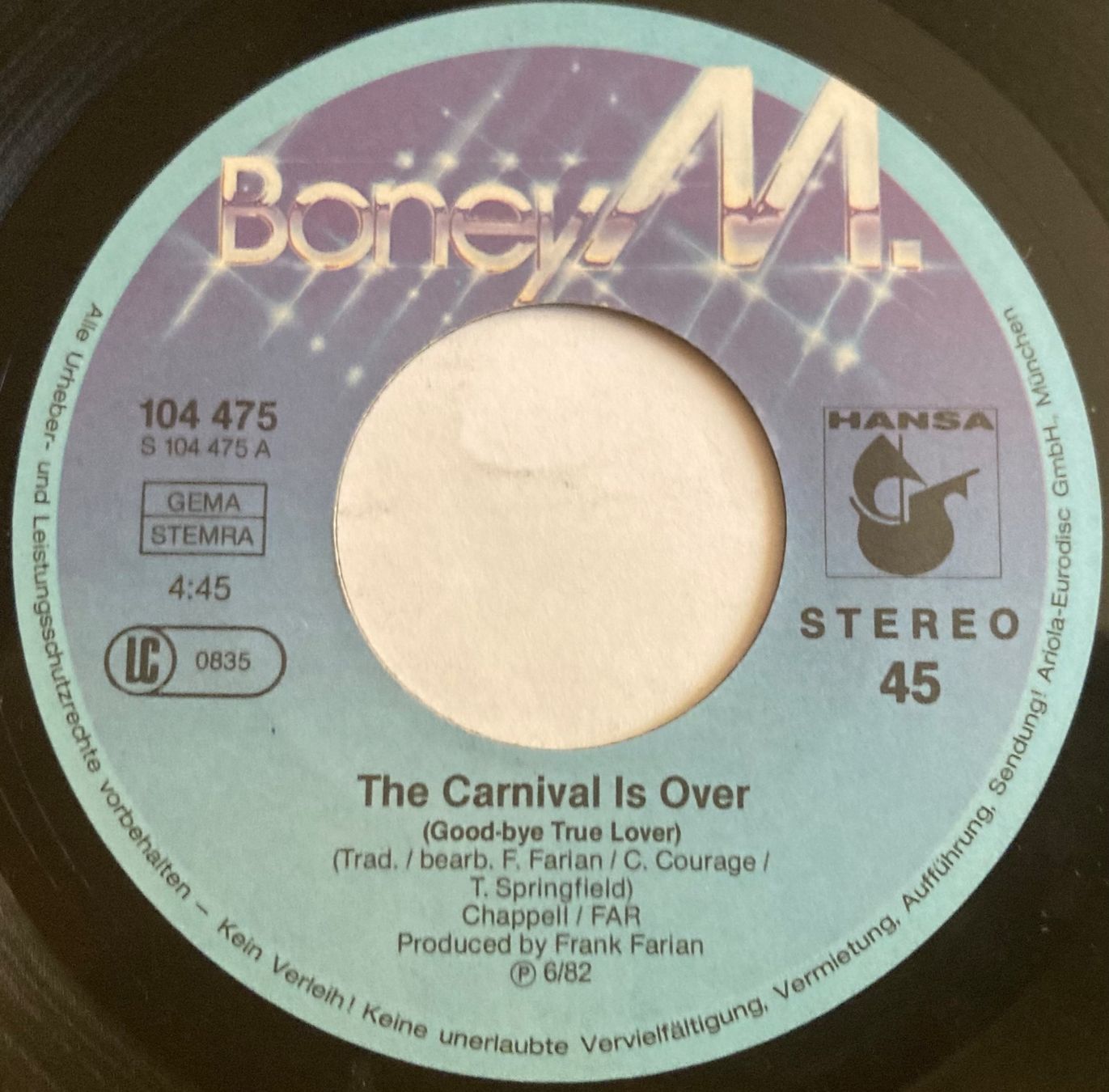Schallplatten: BONEY M. - THE CARNIVAL IS OVER / GOING BACK WEST – Gebraucht aus Poliez-Pittet von Newtown-Records 2