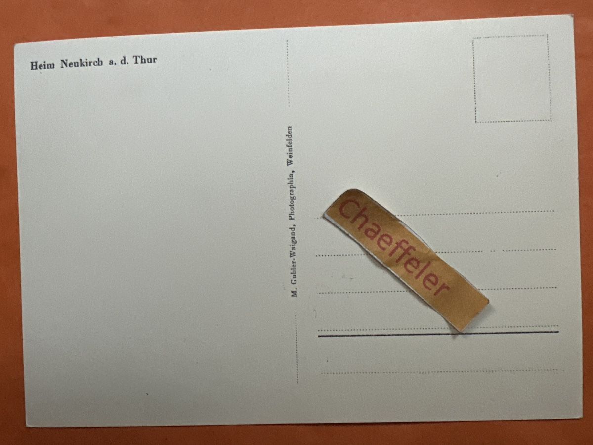Cartoline postali: Heim Neunkirch a. d. Thur – Usato da Zürich venduto da Chaeffeler 1