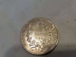 10 FR. Silbermünze, Frankreich, 1965, Top Zustand!