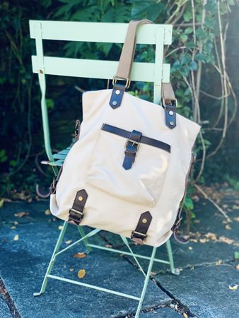 Canvas Tasche beige mit braunen Details guter Zustand