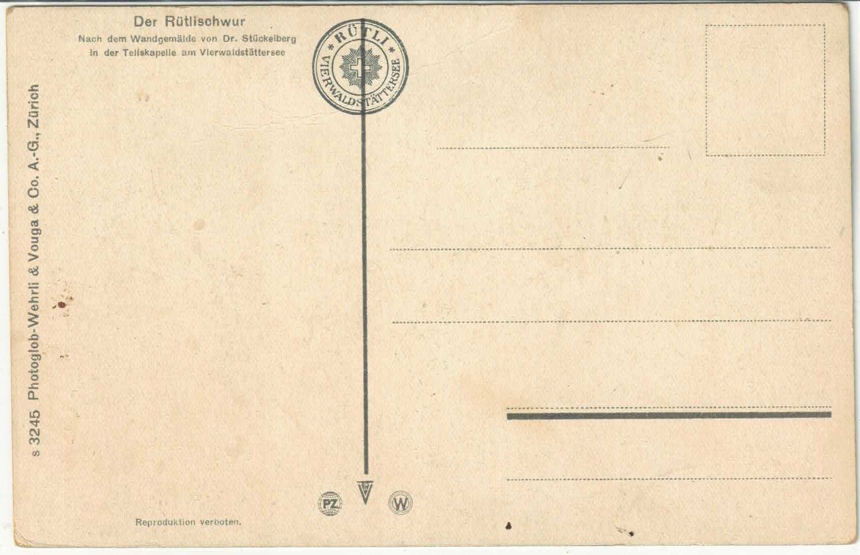 Cartoline postali: Der Rütlischwur - Dr. Stückelberg - Litho – Usato da Ettingen venduto da Kartenplanet 1