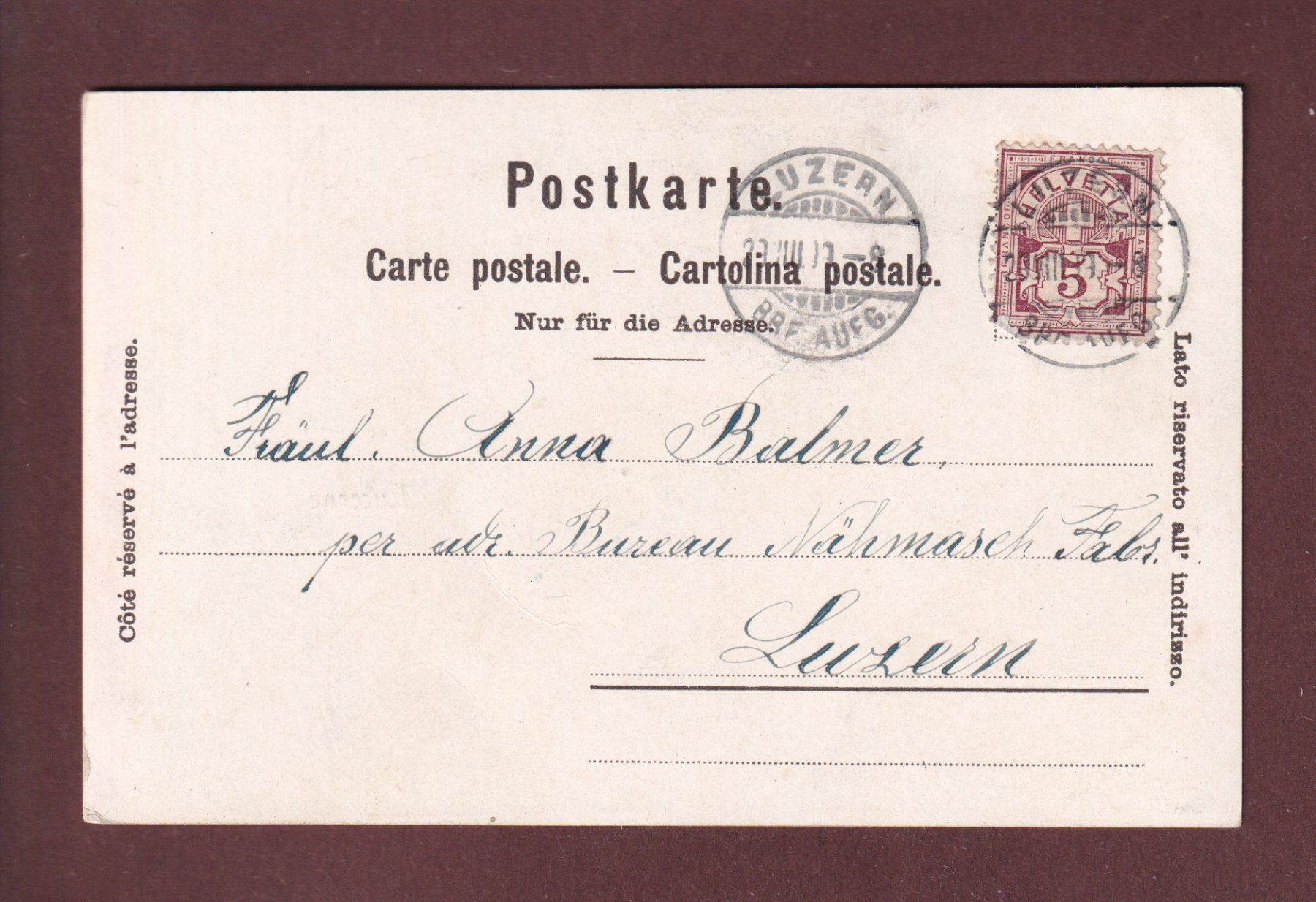 Cartoline postali: LUCERNE - 3 images - 1899 – Usato da Pully venduto da nicecards 1