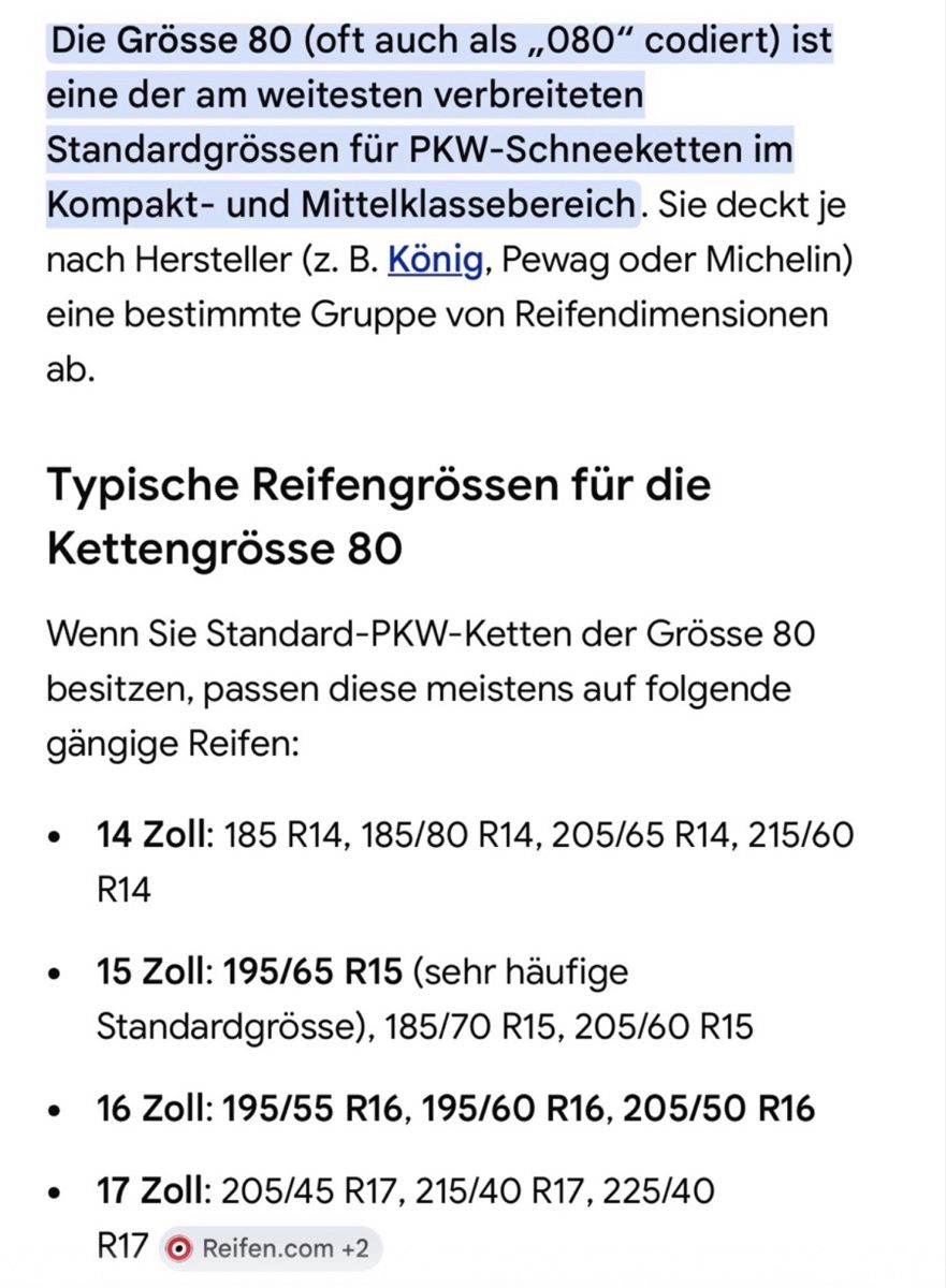 Catene da neve: Schneeketten ungebraucht Grösse 80 – Nuovo (secondo la descrizione) da Münsingen venduto da Richigen 1