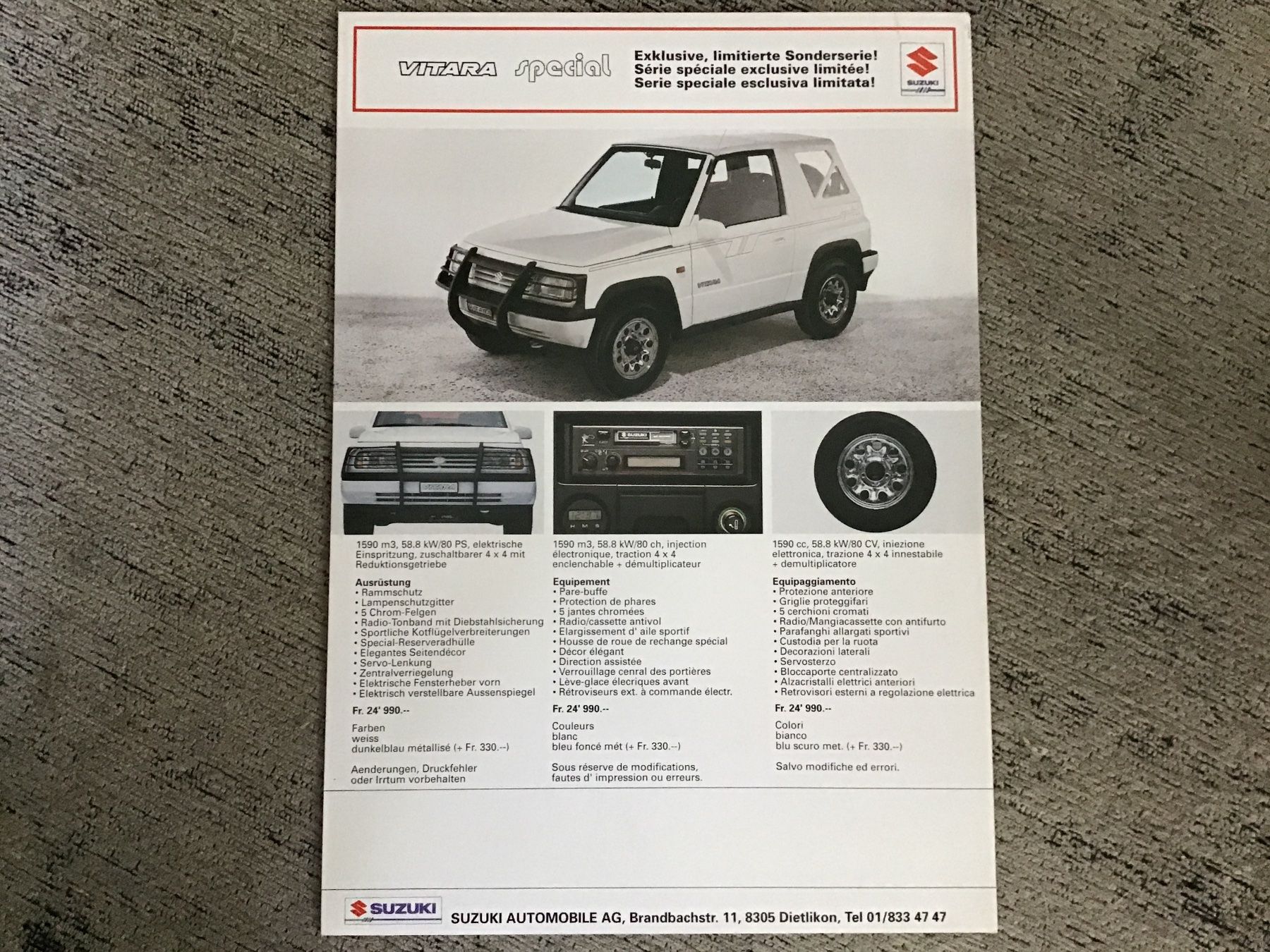 Documents: Suzuki Vitara Special – D'occasion à Scherzingen par Starseller62 1
