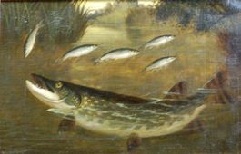 „Hecht beim Fischfang“, Ölbild ca.  1830