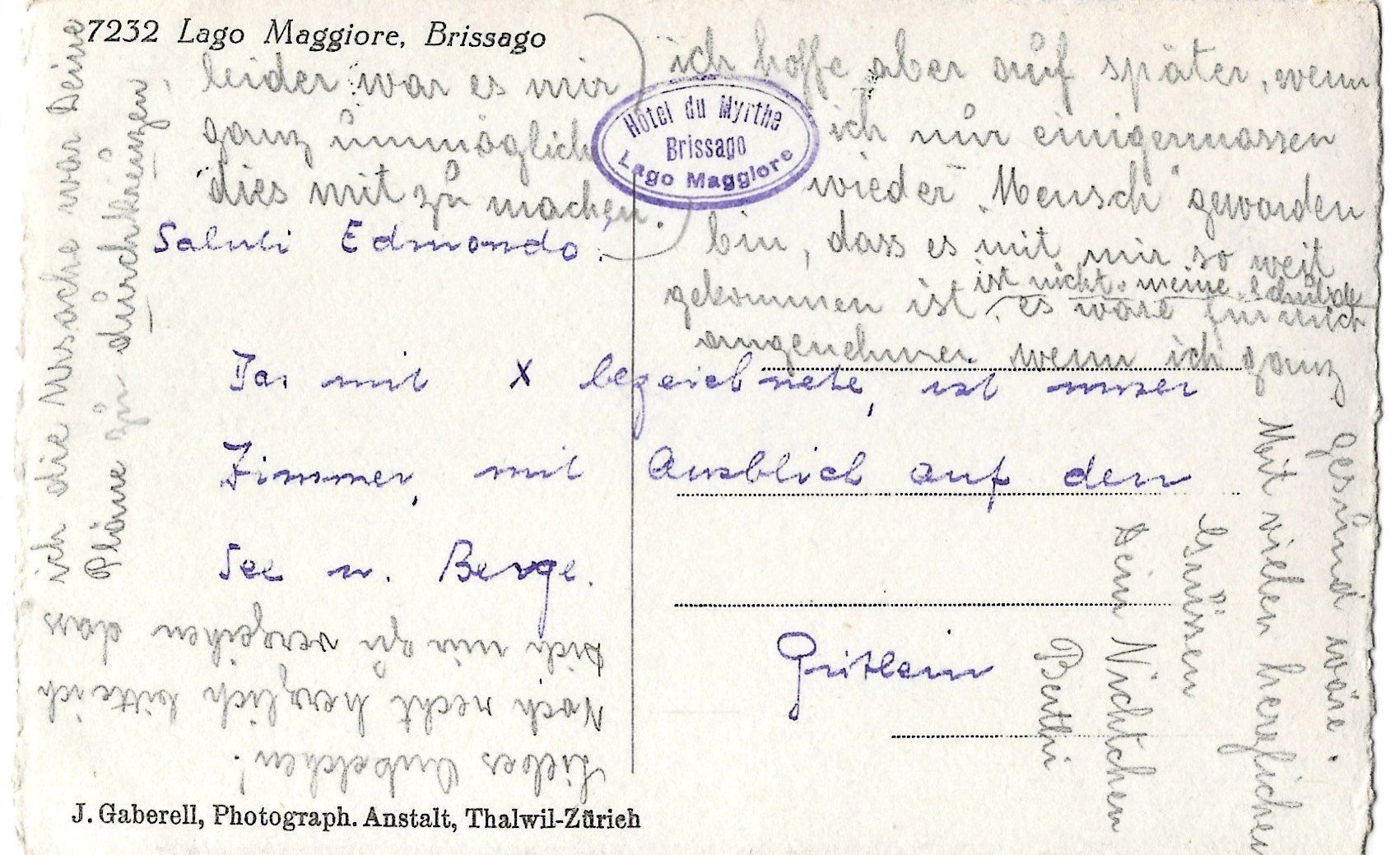 Cartoline postali: Gaberell, Brissago – Usato da Frauenfeld venduto da Merk52 1