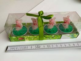 4 Glücks-Schweinchen-Kerzen Geburtstag Party Glückwunsch