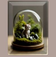 🔥 KATZE GLASKUGEL Blechschild 🎀 12x18cm OVP 🔥