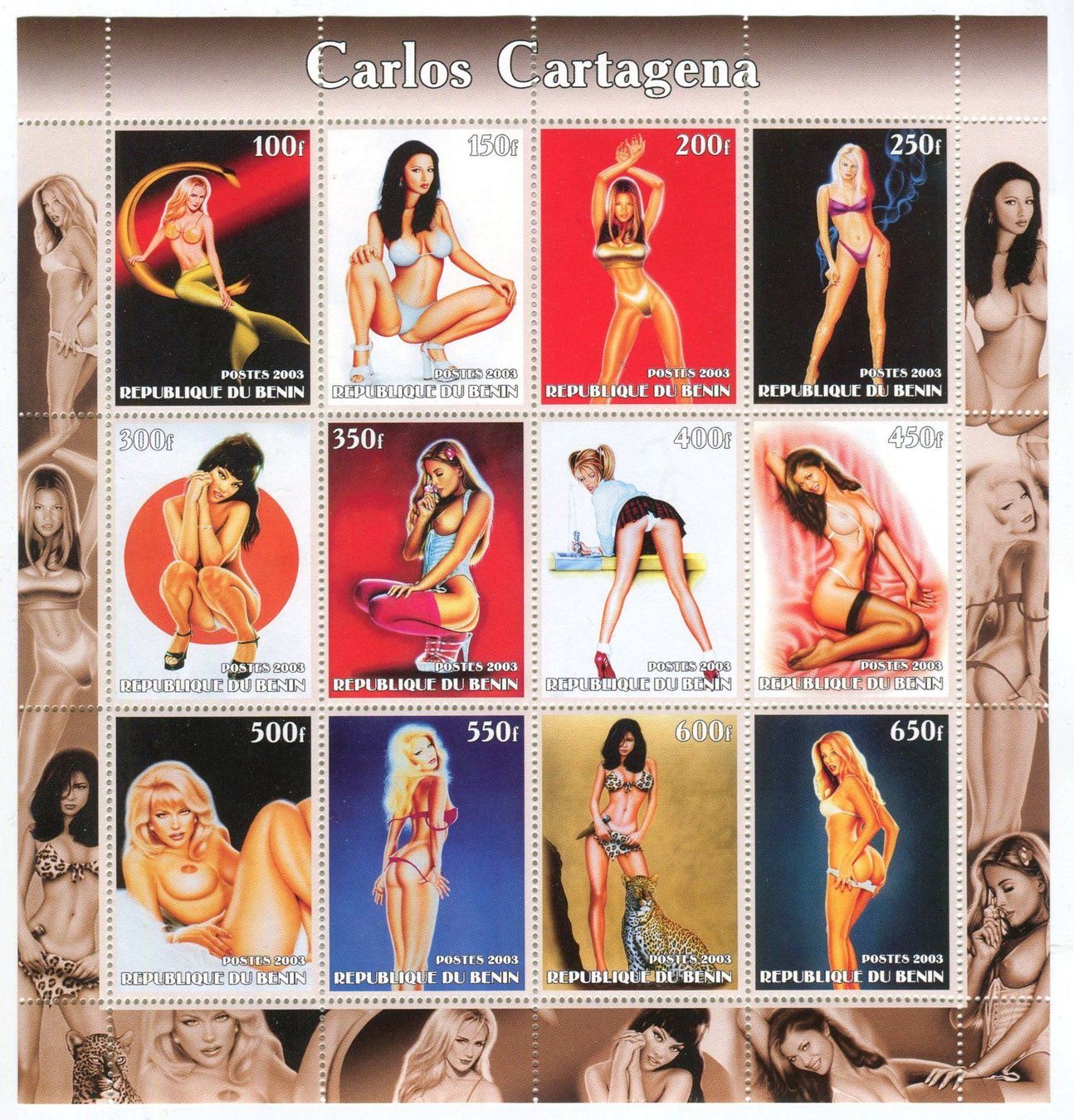 Tous les timbres: Block "Pin-up". Benin. – Neuf avec emballage d'origine à Basel par Butsch5