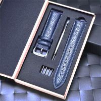 Bracelet de montre en cuir bleu kit complet neuf 20 mm