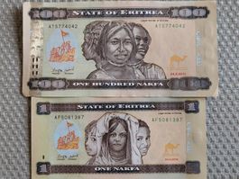 Eritrea banknotes ,delivery mi September