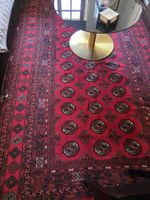 Très joli tapis afghan rouge traditionnel 3m × 1.98 m