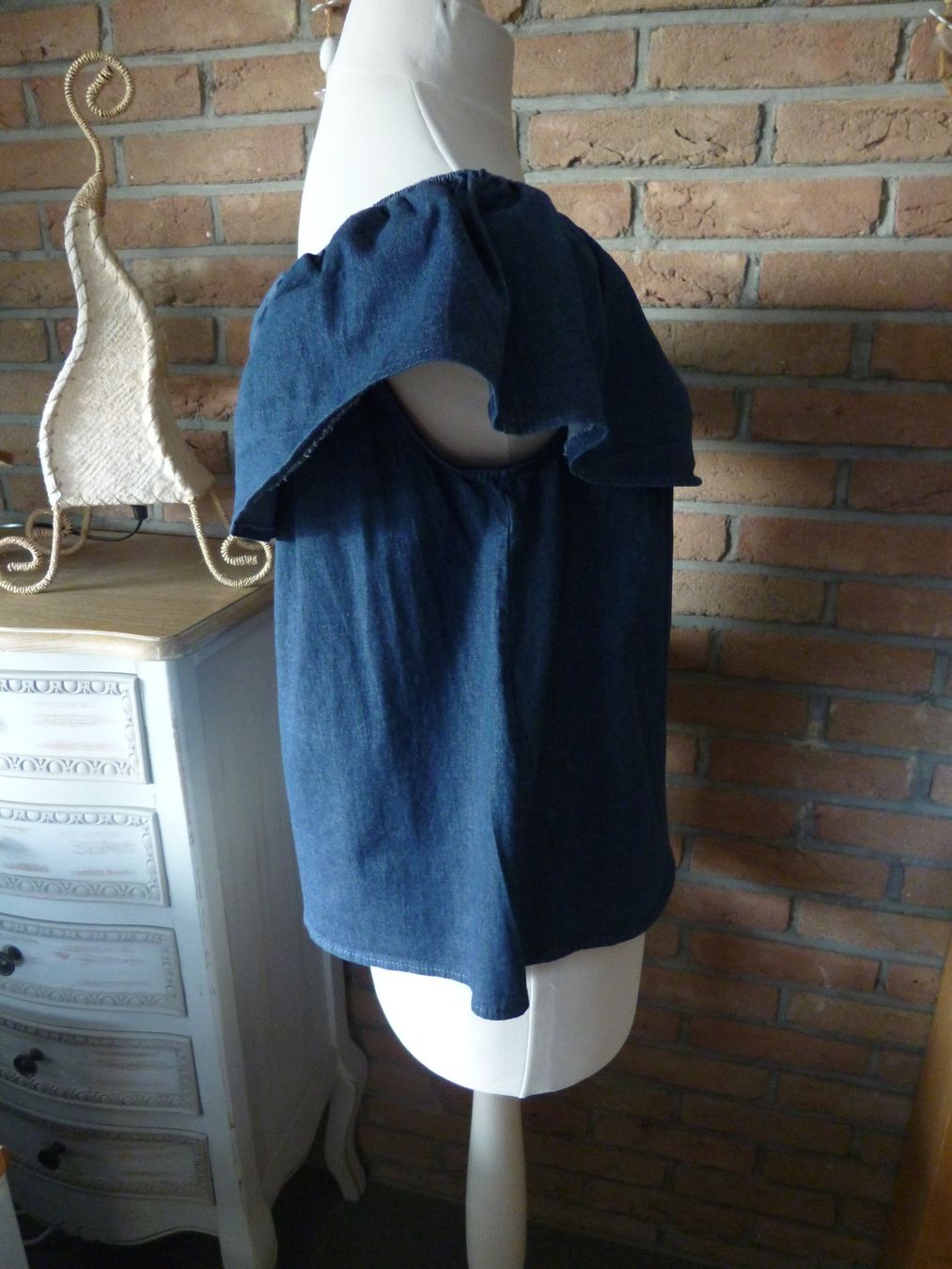 Camicette: blaue Jeans-Carmenbluse  Bluse Gr. M NUNA LIE – Usato da Dättlikon venduto da Mamakuga 6