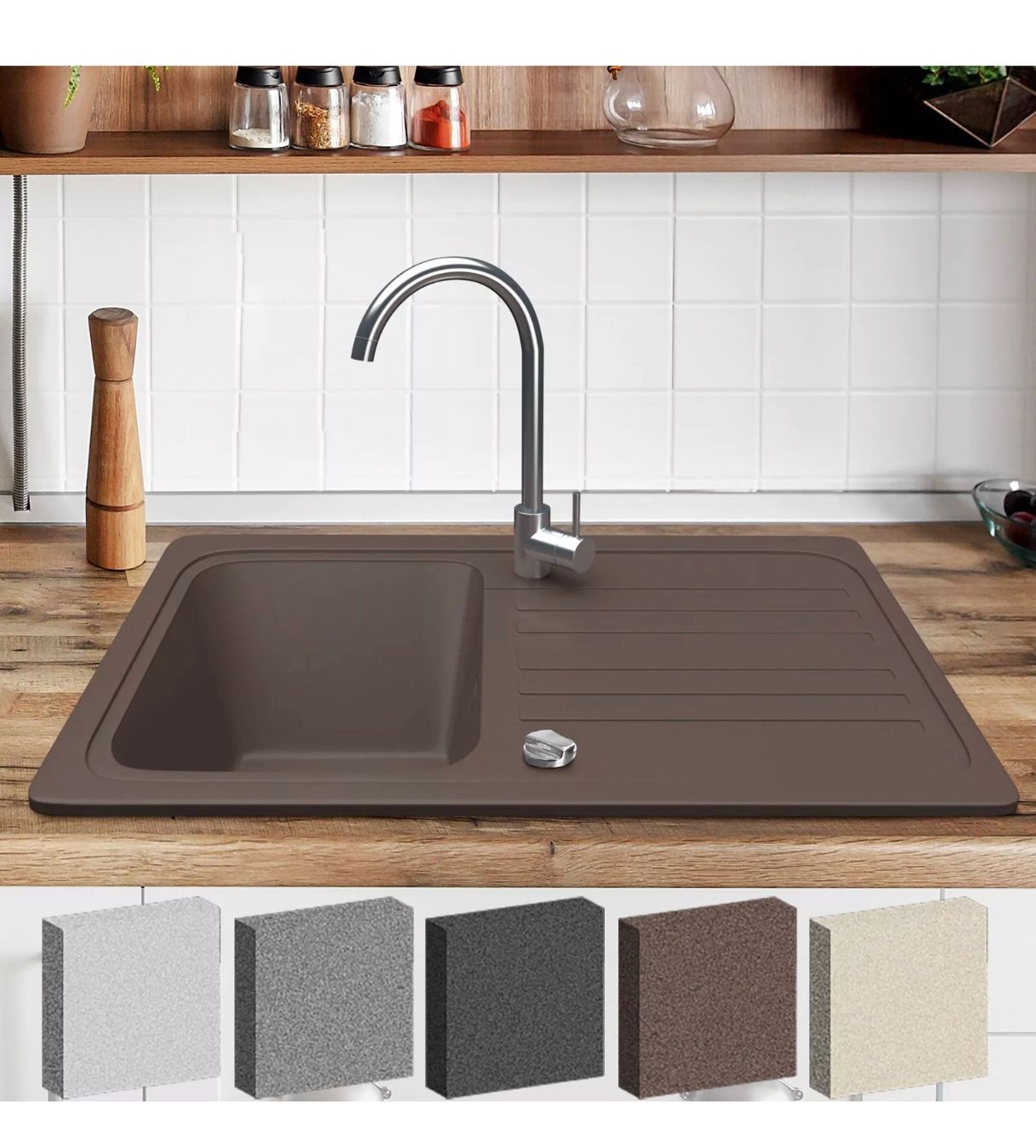 Lavabi & lavandini: + Granitspüle + Siphon Einbauspülle Komplet set – Nuovo e nell'imballaggio originale da Amriswil venduto da JaJa-Express 1