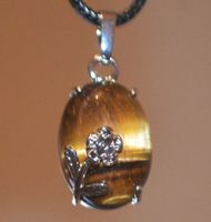 Halskette 2564 – Blume – Tigerauge – 13x28mm